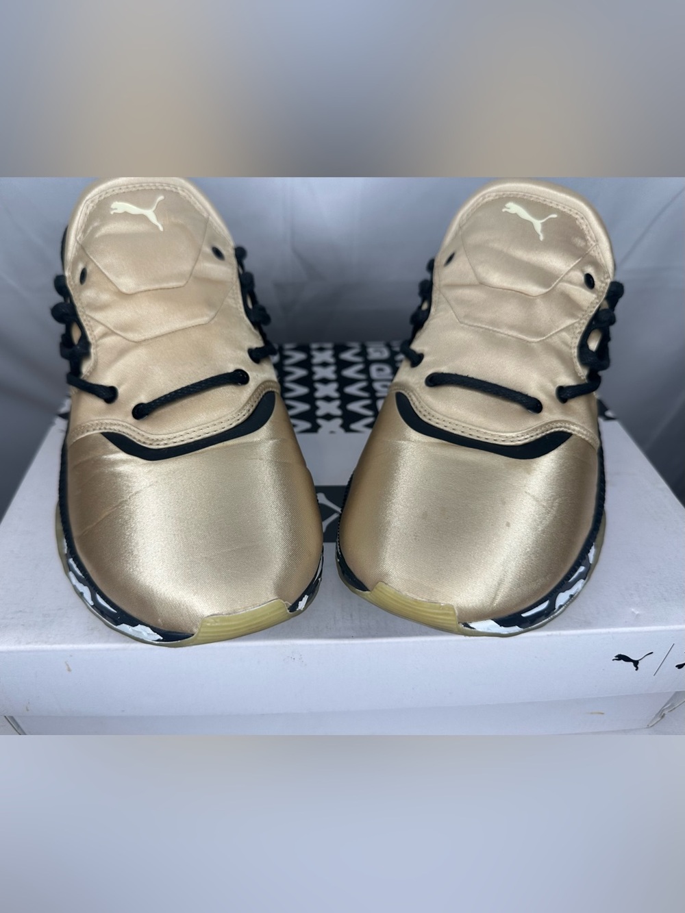 Puma Metallic Gold Sneakers with Black Details